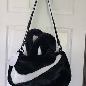 Nike new furry crossbody bag new with tags so stinking cute very fluffy black wi